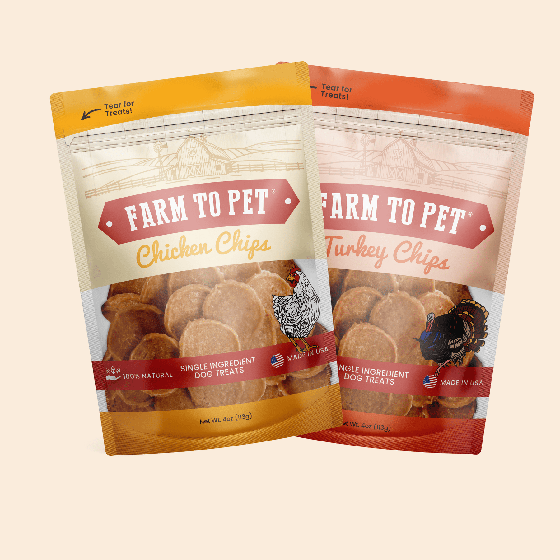 Turkey & Chicken Chip Dog Treat Duo | Single-Ingredient Poultry Treats for Dogs - Pristine Pet Supply