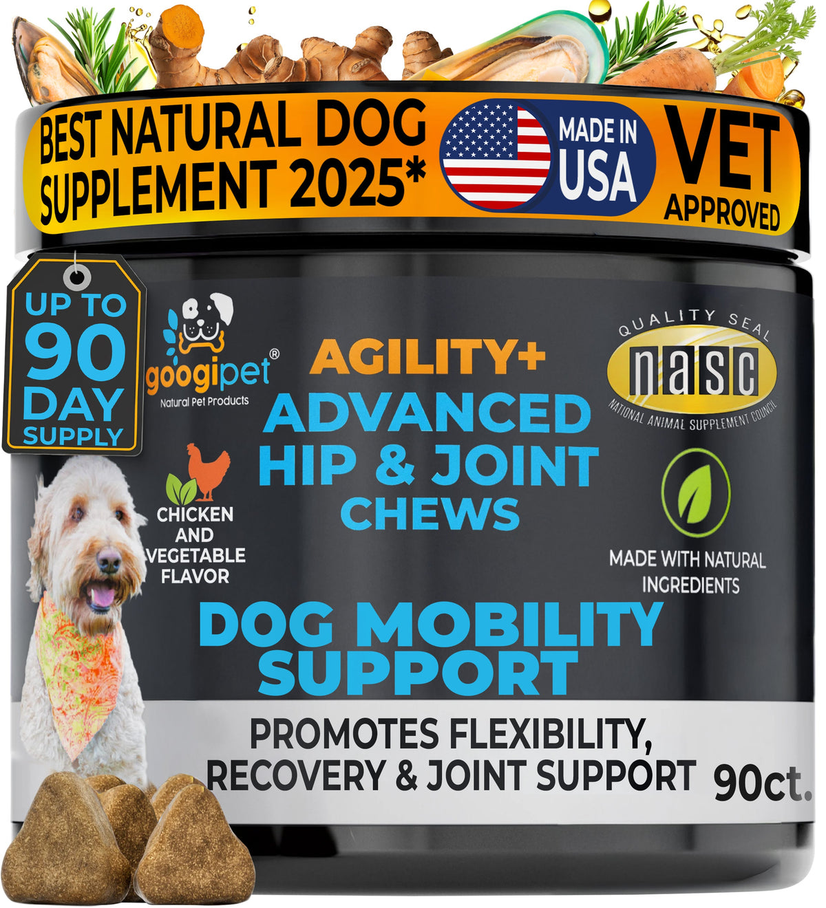 Googipet Agility+ Advanced Hip & Joint Chews for Dogs
