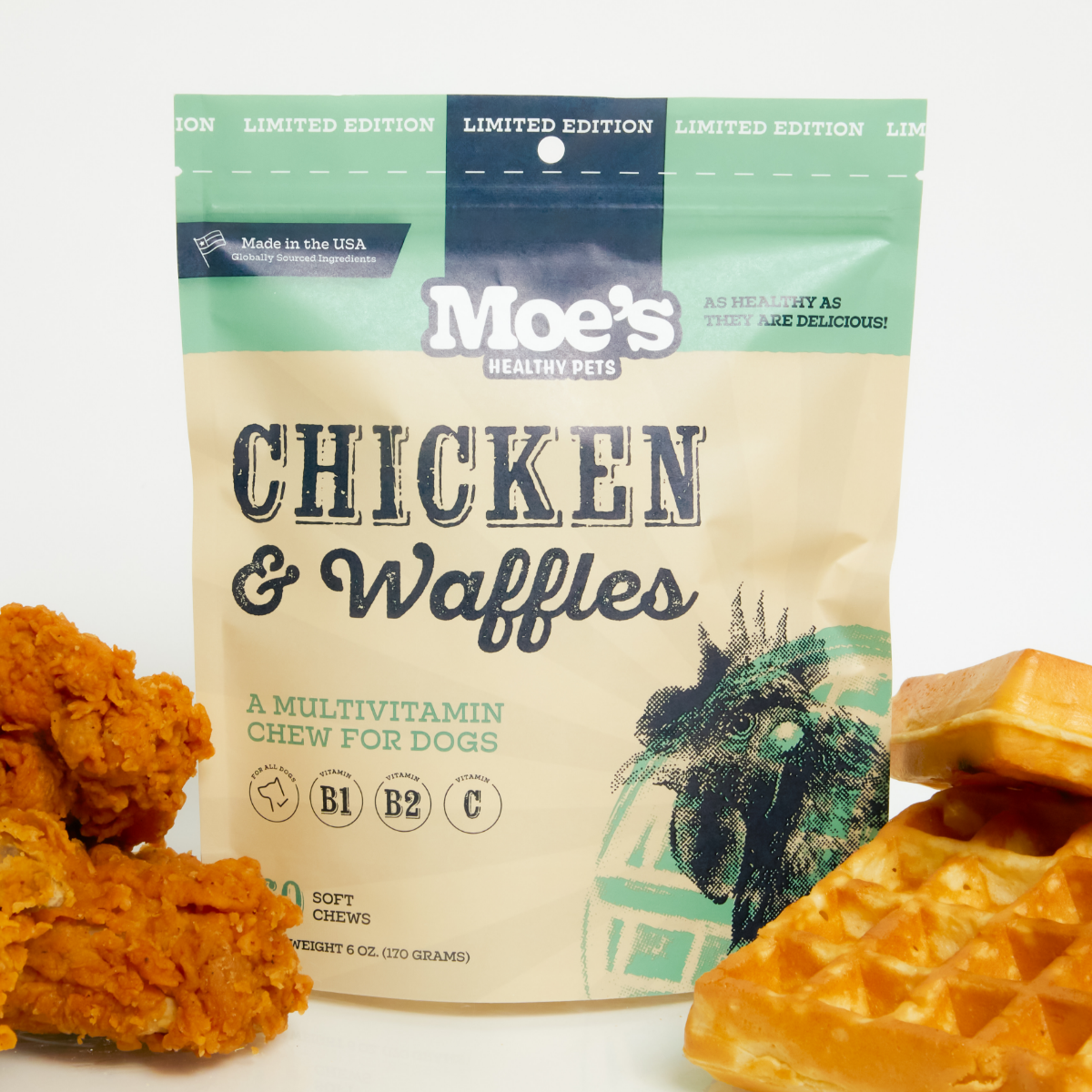 Moe's Healthy Pets Chicken & Waffles Soft-Baked Dog Treats