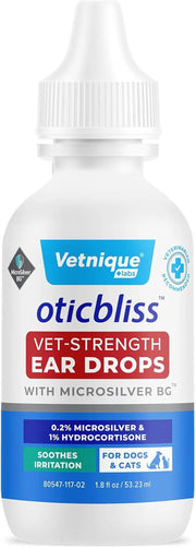 Oticbliss Cat & Dog Ear Infection Drops – MicroSilver & Hydrocortisone Relief