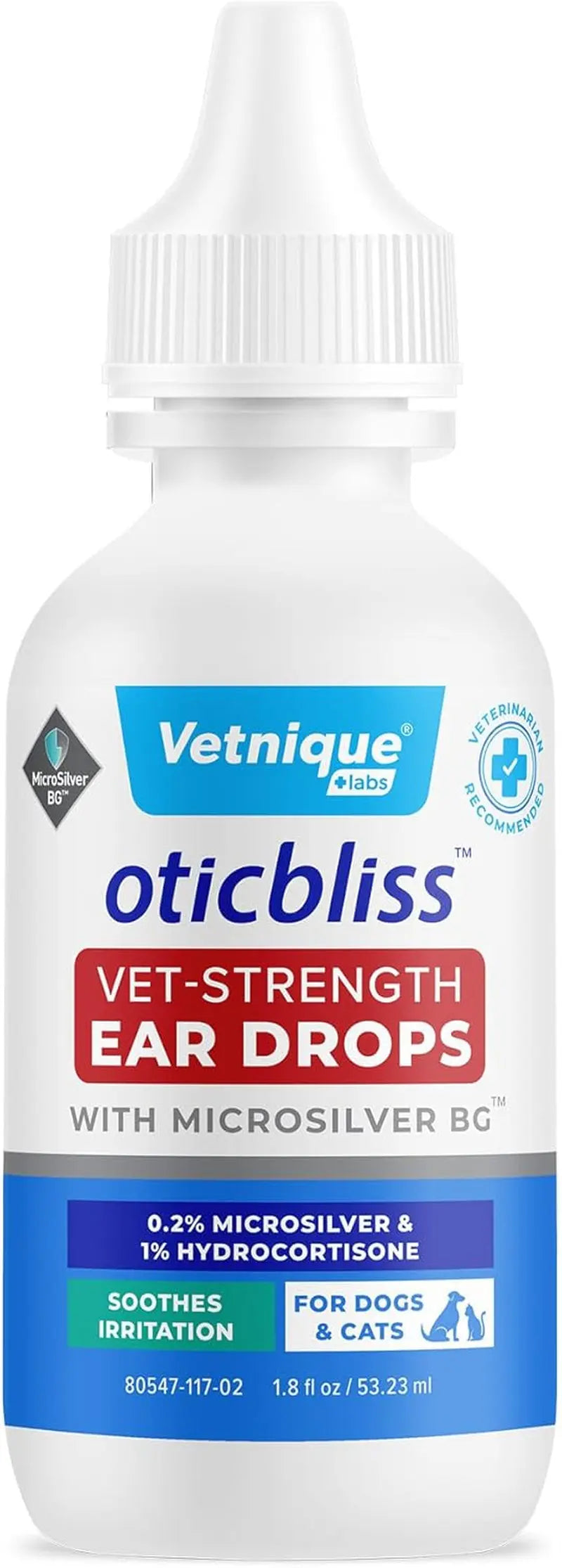 Oticbliss Cat & Dog Ear Infection Drops – MicroSilver & Hydrocortisone Relief