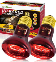 75W Reptile Heat Lamp Bulb 2PCS UVA Daylight & Infrared Night Basking E26