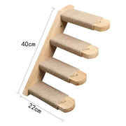 Wall-Mounted Cat Climbing Rope & Wood Platforms