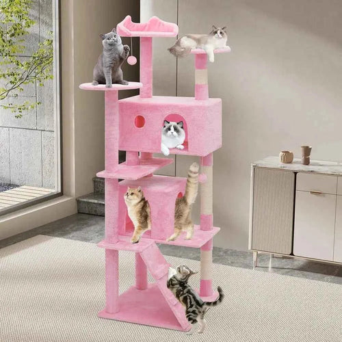70" Pink Cat Tree with Scratching Posts