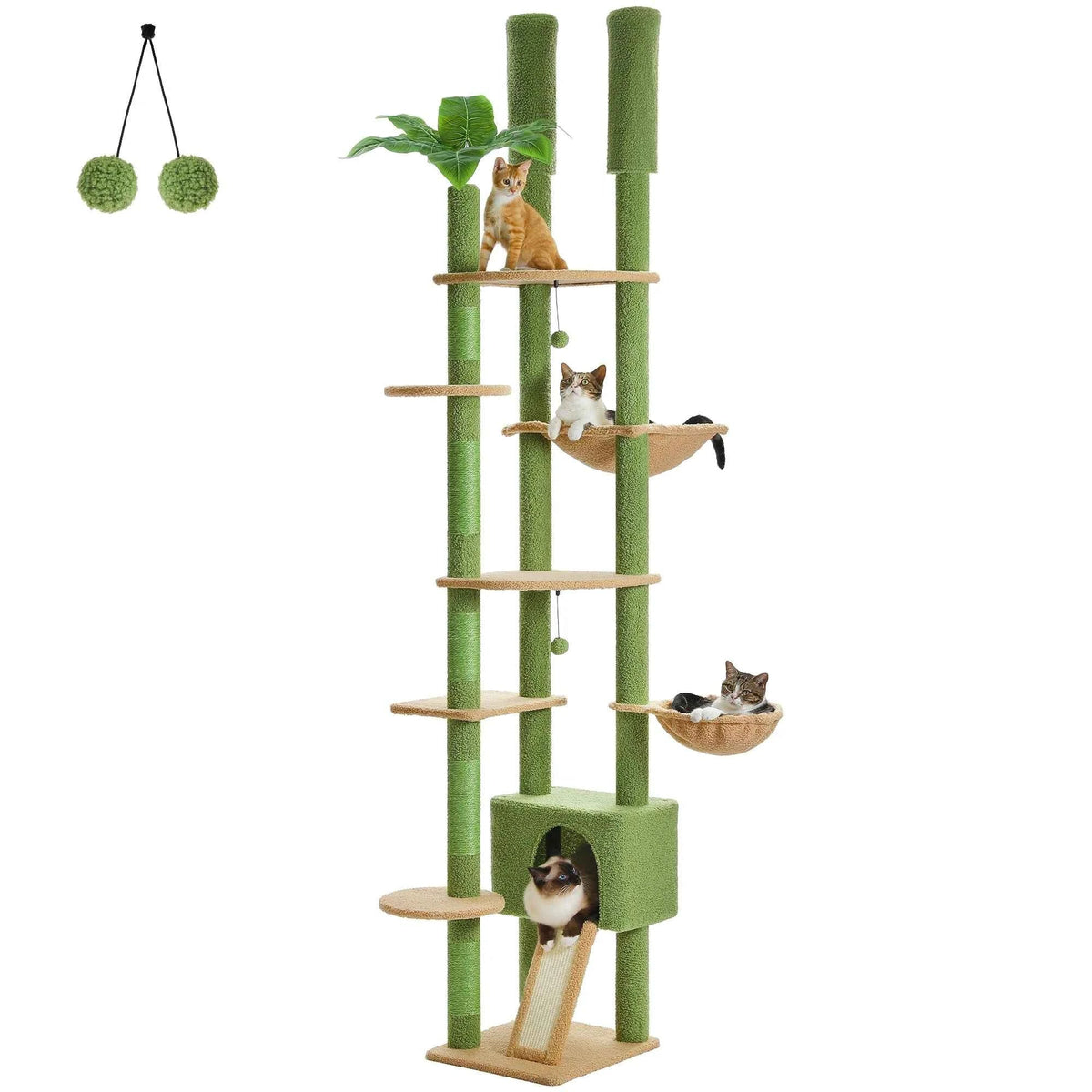 Floor-to-Ceiling Cat Tree with Hammock & Sisal Posts