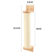 Wall-Mounted Cat Climbing Rope & Wood Platforms