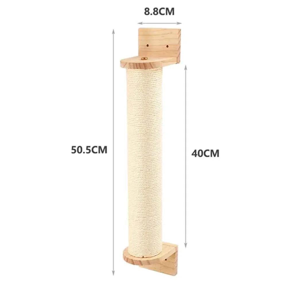 Wall-Mounted Cat Climbing Rope & Wood Platforms
