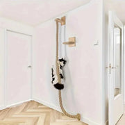 Wall-Mounted Cat Climbing Rope & Wood Platforms