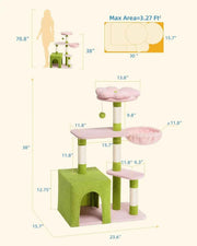 Large Floral Cat Tree with 2-Door Condo & Hammock