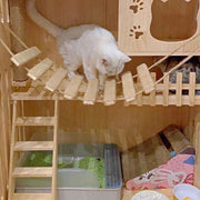 Wooden Cat Climbing Bridge & Sisal Scratcher