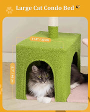 Large Floral Cat Tree with 2-Door Condo & Hammock