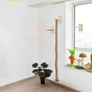 Wall-Mounted Cat Climbing Rope & Wood Platforms