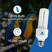 20W Full-Spectrum UVA UVB Bird Light Bulb – Compact Lamp
