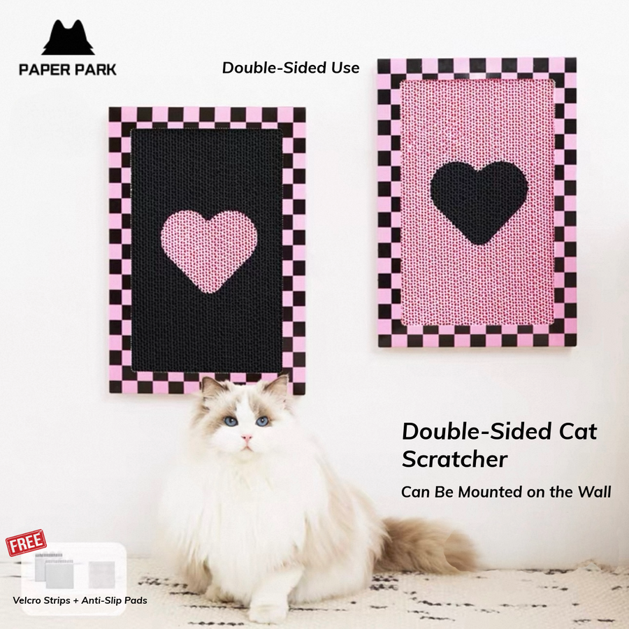 Paper Park – Double-Sided Cat Scratcher (Black & Pink Heart)