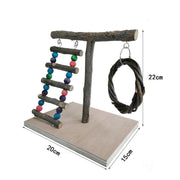 Solid Wood Bird Perch & Training Shelf – Natural Parrot Play Station