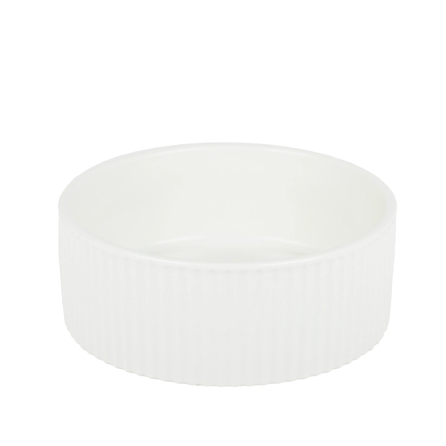 PARK LIFE DESIGNS Jardin Ribbed Pet Bowl Collection – Modern Matte Exterior
