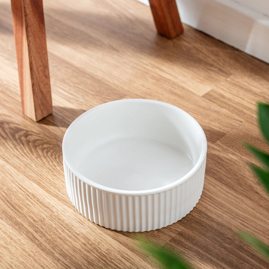 PARK LIFE DESIGNS Jardin Ribbed Pet Bowl Collection – Modern Matte Exterior