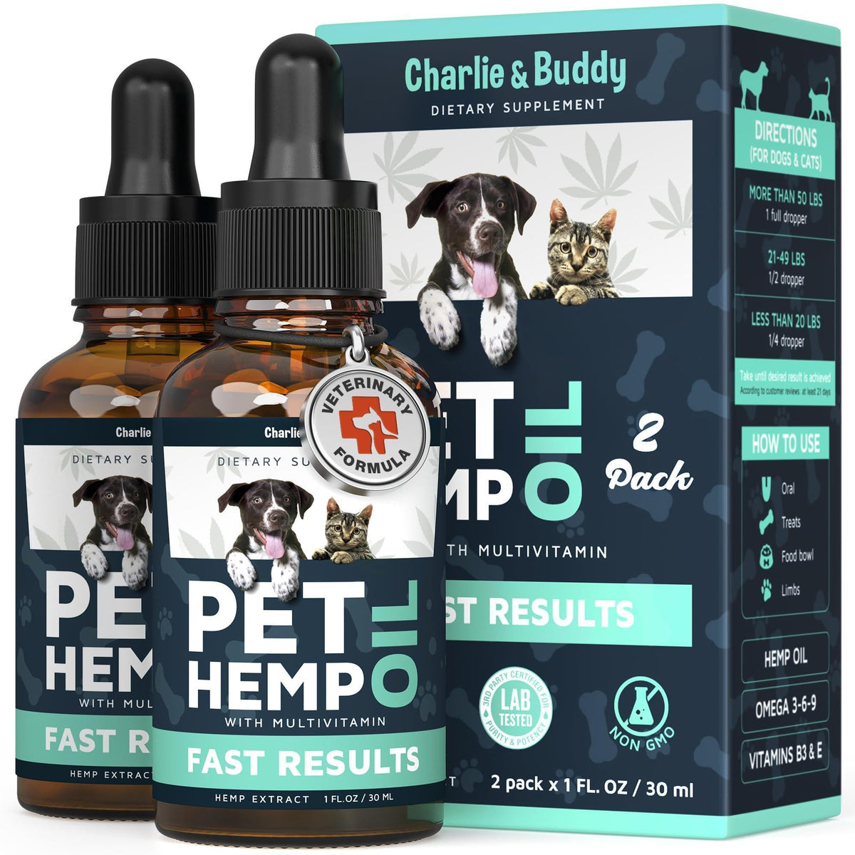 Hemp Oil for Dogs & Cats – 2-Pack