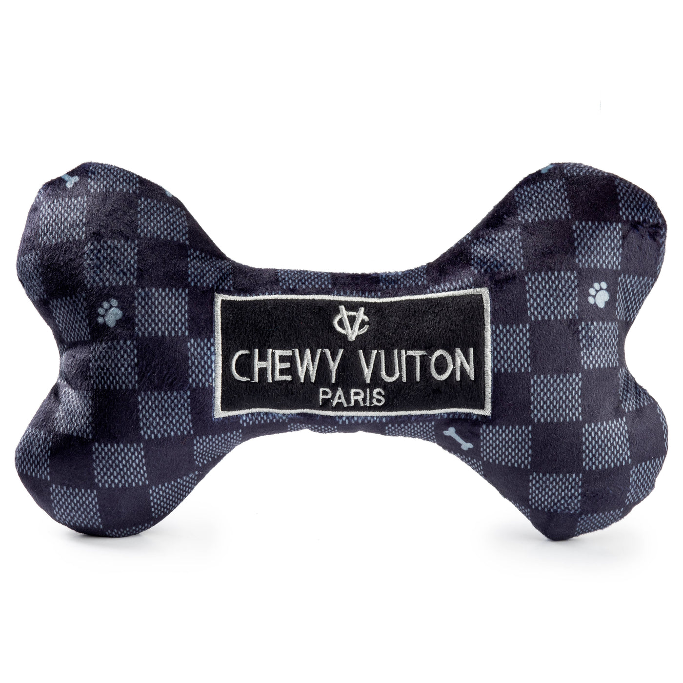 Haute Diggity Dog Black Checker Chewy Vuiton Bone Squeaker Toy by Haute Diggity Dog - dog toy