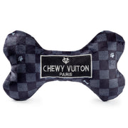 Haute Diggity Dog Black Checker Chewy Vuiton Bone Squeaker Toy by Haute Diggity Dog - dog toy