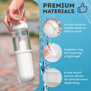 Portable Dog Water Bottle – 12 oz with Silicone Strap & Filter