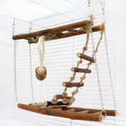 Wooden Suspension Bridge & Ladder Climbing Toy for Small Pets