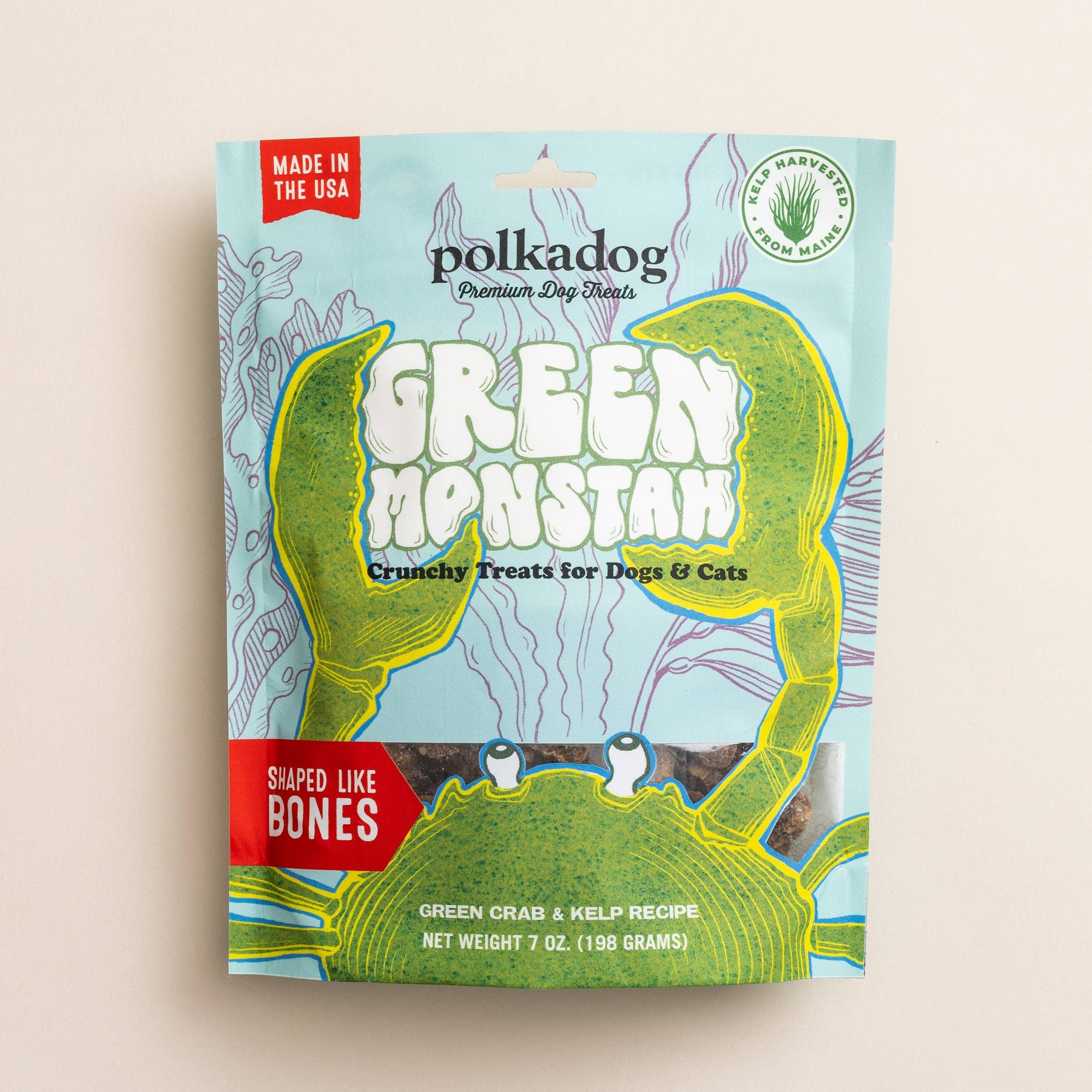 Polkadog Green Monstah Bone Shaped Crunchy Dog & Cat Treats by Polkadog - dog treat