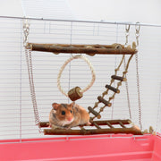 Wooden Suspension Bridge & Ladder Climbing Toy for Small Pets