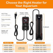 Hygger Aquarium Heater 300W-1000W LED Controller Fresh Saltwater Tank