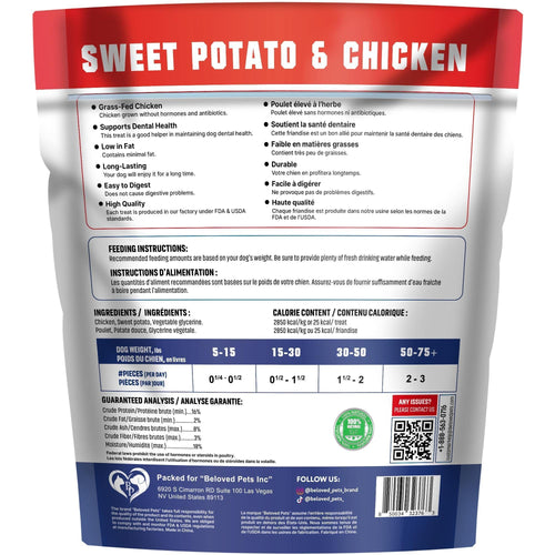 Beloved Pets Wraps Jerky Sweet Potato & Chicken Dog Treats – 24 oz