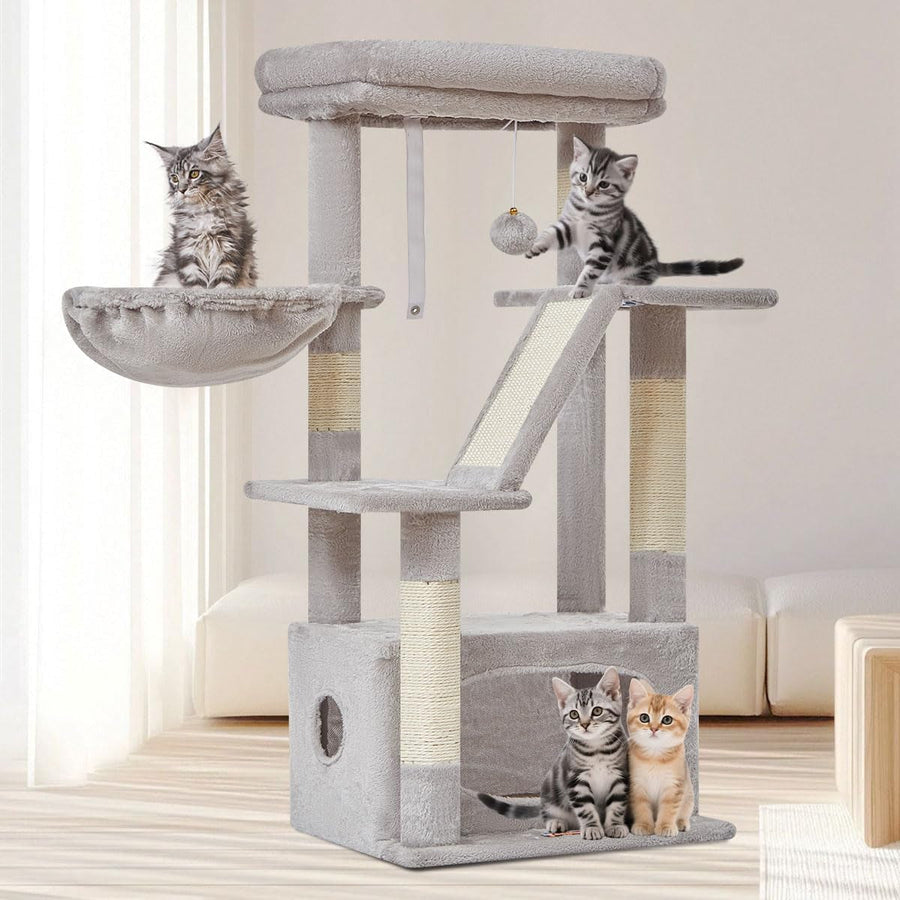 38-Inch Cat Tree for Indoor Cats – Kitten Tower with Condo, Hammock & Perch