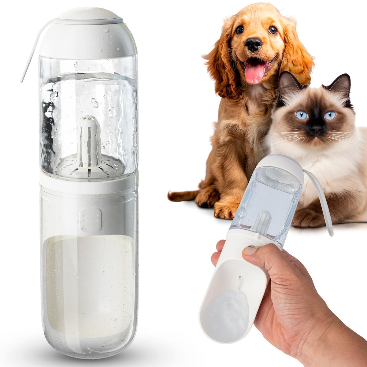 Portable Dog Water Bottle – 12 oz with Silicone Strap & Filter