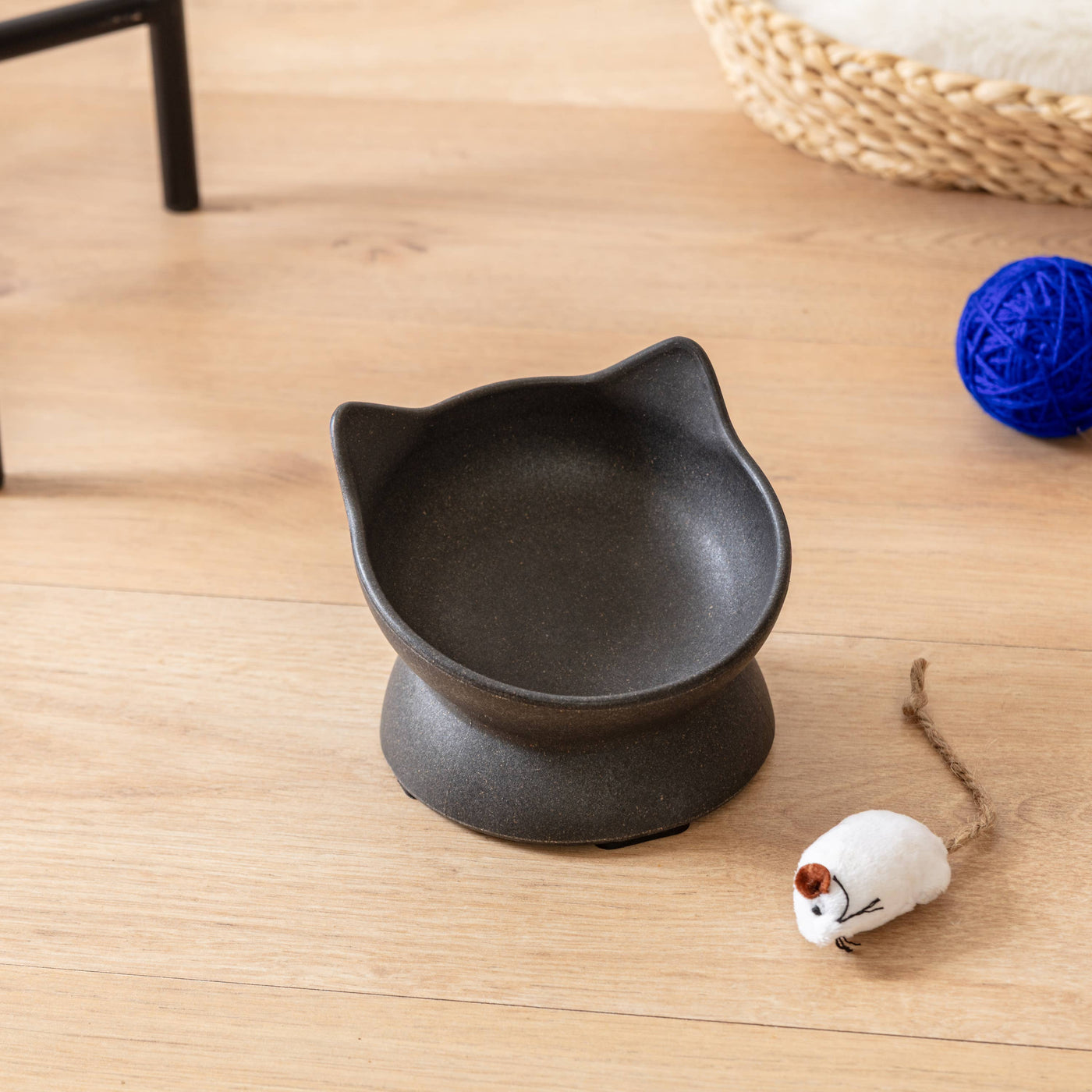 Archie Bamboo Tilt Cat Bowl – Stone Grey
