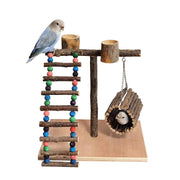 Solid Wood Bird Perch & Training Shelf – Natural Parrot Play Station