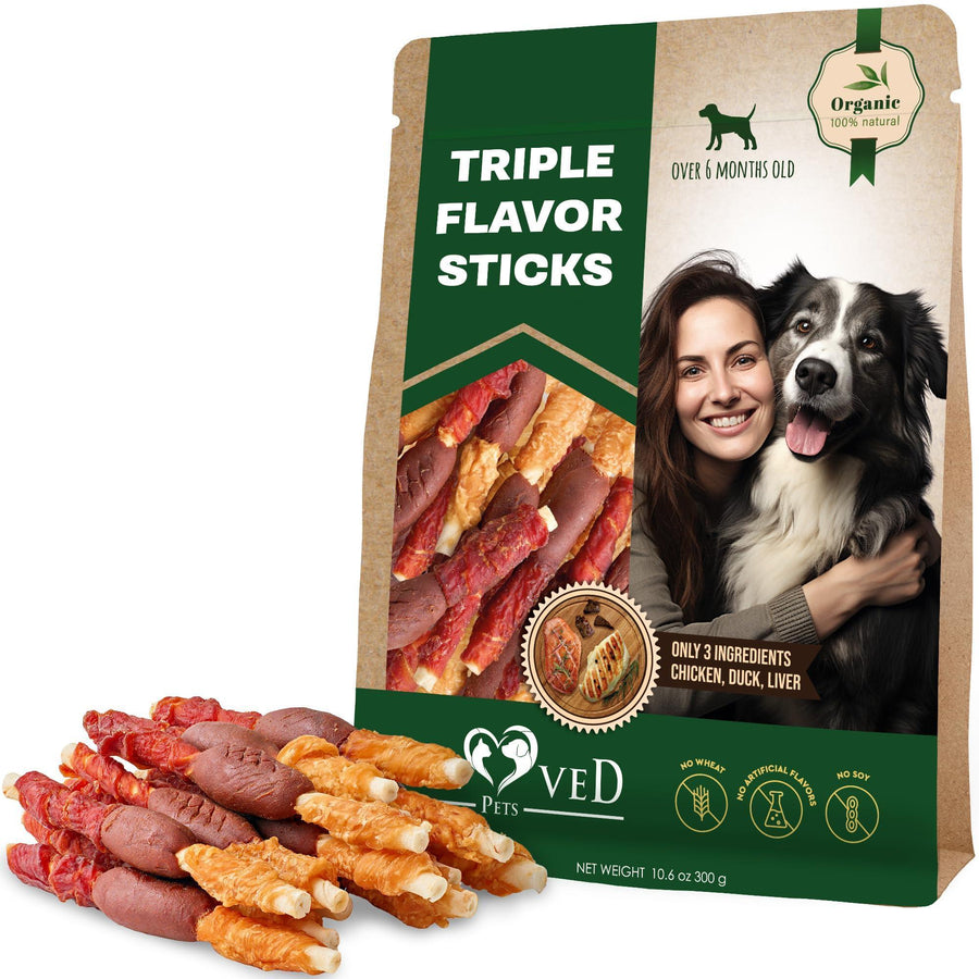 Beloved Pets Triple Flavor Sticks Dog Treats – 10.6 oz
