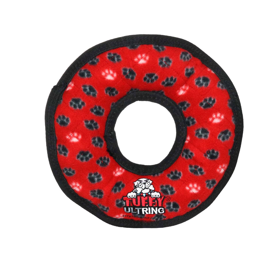 Tuffy Ultimate Ring - Red Paw, Durable, Squeaky Dog Toy by Tuffy - dog toy