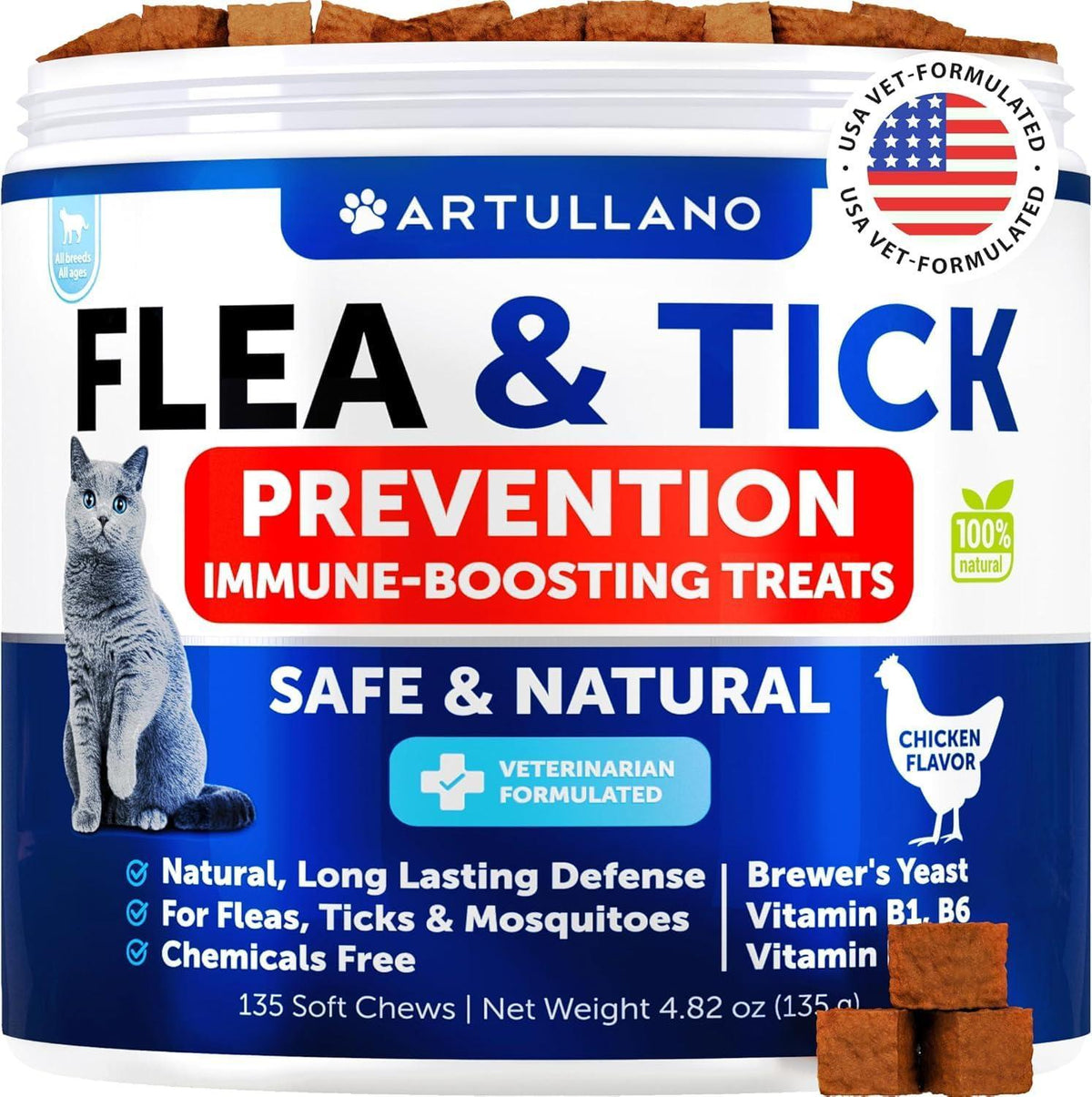 Artullano Flea & Tick Soft Chews for Cats & Kittens – 135 Count