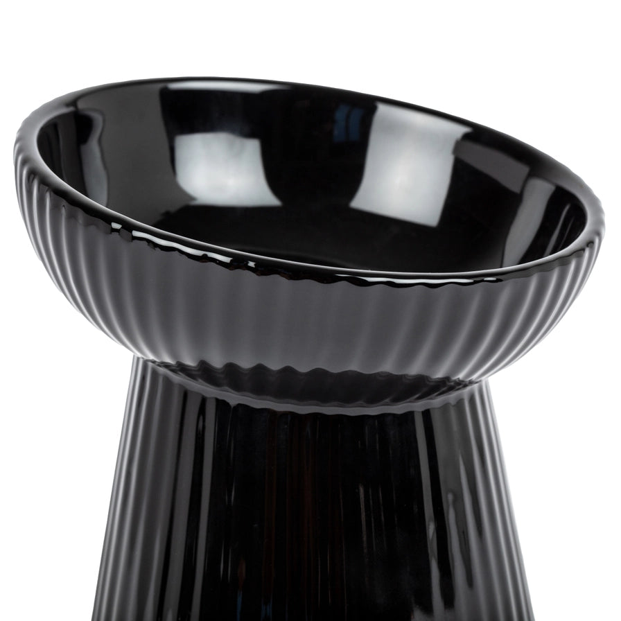 PARK LIFE DESIGNS Fluted Tilt Ceramic Cat Dish – Ideal For Food Or Water
