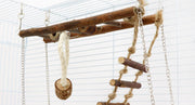 Wooden Suspension Bridge & Ladder Climbing Toy for Small Pets