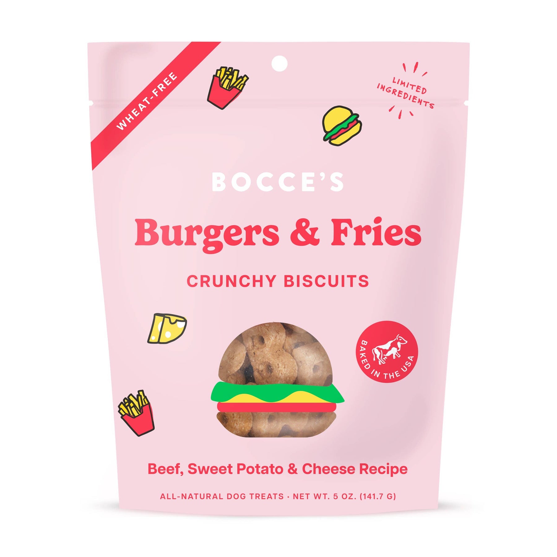 Bocce's Bakery Burgers & Fries Biscuit Dog Treats 5oz by Bocce's Bakery - dog treat