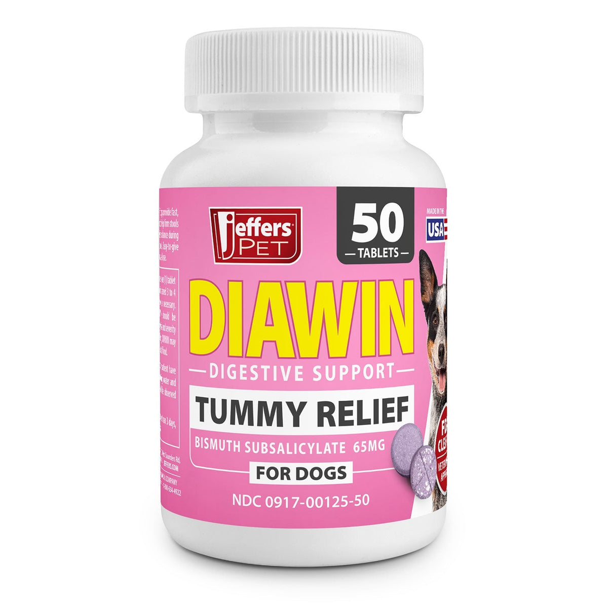Jeffers Diawin Digestive Support Tablets for Dogs