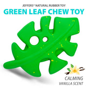 Jeffers Leaf Shaped Natural Rubber Dog Chew Toy with Dental Benefits and Vanilla Scent for Medium Chewers
