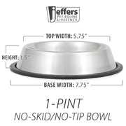 Jeffers No-Skid/No-Tip Stainless Steel Pet Bowls