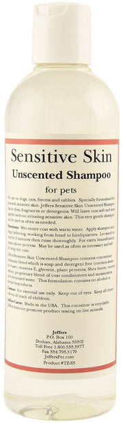 Jeffers Pet Sensitive Skin Unscented, Dye-Free, Fragrance-Free & Detergent-Free Pet Shampoo
