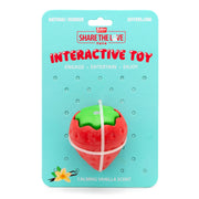 Jeffers Squeaky Strawberry Natural Rubber Dog Dental Chew Toy with Squeaker & Vanilla Scent for Medium Chewers