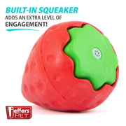 Jeffers Squeaky Strawberry Natural Rubber Dog Dental Chew Toy with Squeaker & Vanilla Scent for Medium Chewers