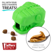 Jeffers T-Rex Natural Rubber Treat Dispensing Dental Dog Chew Toy for Medium Chewers with Vanilla Scent