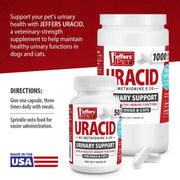 Jeffers Uracid DL-Methionine 0.2g Capsules for Dogs & Cats – Supports Urinary Tract, Reduces Urine Odor, Prevents Stones