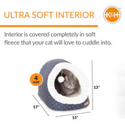 K&H Pet Products Thermo-Pet Cave Heated Cat Bed – Plush Cat Cave & Tunnel for Cats and Small Dogs - Pristine Pet Supply