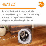 K&H Pet Products Thermo-Pet Cave Heated Cat Bed – Plush Cat Cave & Tunnel for Cats and Small Dogs - Pristine Pet Supply